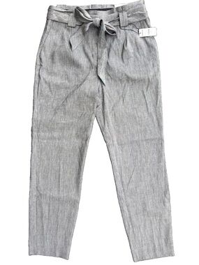 NWT Express Grey Printed Linen High Rise Ankle Trouser Pants